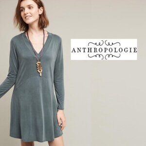Anthropologie Dolan Left Coast XS Long Sleeve Dress Blue Green V Neck Mini Toute